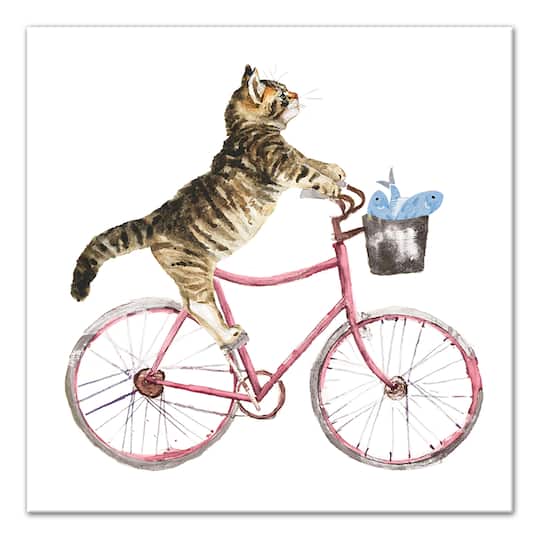 Cat on Bike Canvas Wall Art